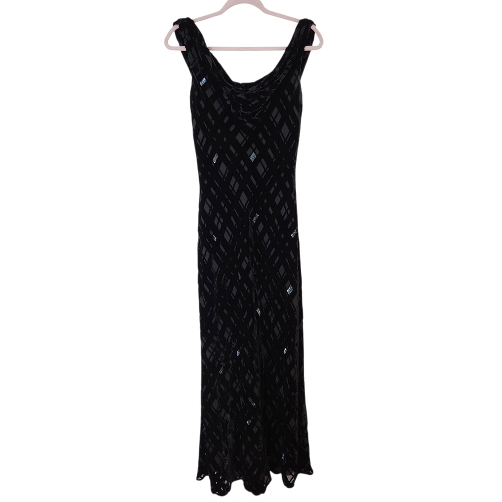 Drape Front And Back Velvet Velour Beaded Maxi Formal Dress Valerie Stevens 8
